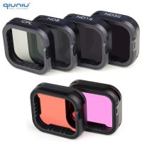 QIUNIU ND ฟิลเตอร์ CPL สำหรับ Gopro Hero 9 10 11สีดำแก้สีแดงม่วงม่วงแดง ND32 ND16 ND8 CPL สำหรับ Go Pro 9 10 11อุปกรณ์เสริม