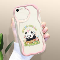 เคสสำหรับ iPhone 7 7 Plus 8 Plus SE 2020 SE 2022เคสเนื้อครีมรูปแบบแพนด้าการ์ตูนน่ารักขอบลอนเคสโทรศัพท์เคสซิลิโคนแบบนิ่ม