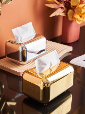 Nordic Simple Gold Tissue Box Luxury Plastic Creative Home Office Storage Tissue Paper Wrapping Servilletero Paper Towel Holder