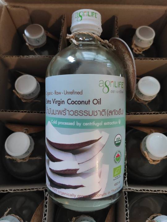 น้ำมันมะพร้าวสกัดเย็น-450ml-ตรา-agrilife-extra-virgin-coconut-oil