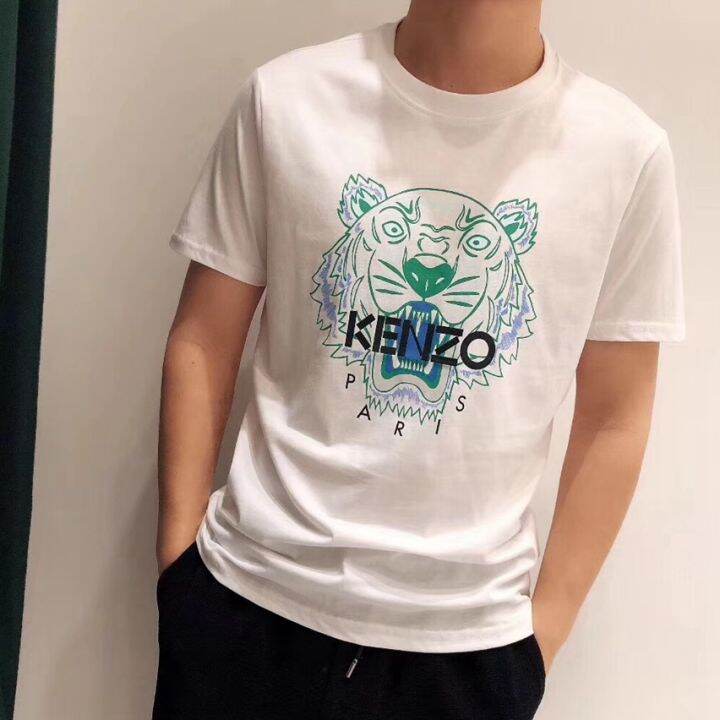 kenzo-เสื้อยืดหัวเสือ-san-gaoxian-เสื้อปักลายคอกลมของผู้ชายเสื้อยืดผู้หญิงแฟชั่นลำลองแขนสั้นของแท้