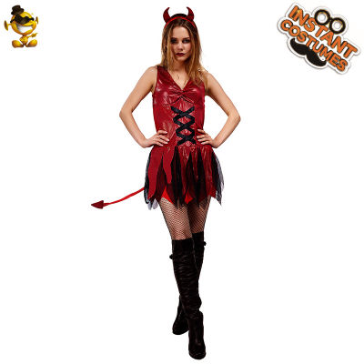 Scary Devil Dress for Women Cosplay Adult Halloween Costumes Fancy Dress Ladys Demon Dress Red Devil Women Costume