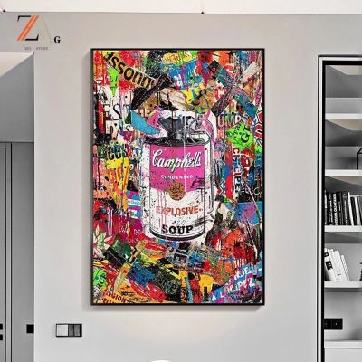 Iron Barrel Graffiti Canvas Prints-โปสเตอร์ภาพจิตรกรรมฝาผนัง Street Art สำหรับตกแต่งบ้าน