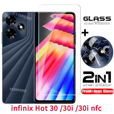 Infinix 30 30i ร้อน Nfc Flim 2 In 1ป้องกันหน้าจอเลนส์หลังฟิล์มกันรอยด้านหน้ากระจกนิรภัยป้องกันเต็มพื้นที่สำหรับ Infinix ร้อน30 30i Hot30 Hot30i NFC 20 20i กระจกนิรภัย2023