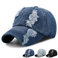 Summer Leisure Snapback Cap Unisex Washed Denim Hole Baseball Cap Men Adjustable Back Hip Hop Hat Cotton Accessories