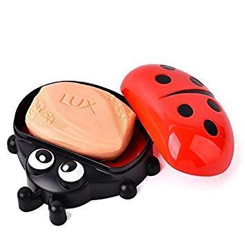 กล่องเก็บสบู่  LADYBUG SOAP BOX กล่องใส่สบู่ กล่องใสสบู่ ที่ใส่สบู่ ที่เก็บสบู่ ที่วางสบู่แบบพลาสติกพร้อมปิดฝาสำหรับห้องน้ำ/เดินทาง