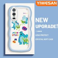 YIWESAN เคสสำหรับ VIVO Y76 5G Y74s Y76s 5G เคสการ์ตูนมอนสเตอร์แฟชั่นเคสโทรศัพท์แบบใสขอบครีมคลื่นดีไซน์ใหม่เลนส์กล้องถ่ายรูปเคสใสกันกระแทกเคสป้องกันซิลิโคน