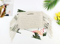 Tassels hand held Handmade Cotton Rope Hollow Out Woven Fringe Bag Trend Womens woven Handbag Straw Bag For Ladies