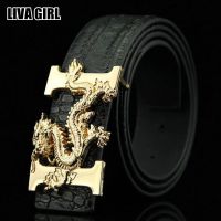 Liva Girl Hot Sale Business Mens Belts PU Leather Dragon Pattern Buckle Belt Waistbands Fashion Accessories Male Ceinture Gifts Belts