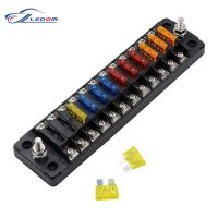 12 Way DC12V-32V Automotive Blade Block Holder w Screw Nut Terminal Fuse Box Holder for Car Truck Vehicle Marine Boat Fuses Accessories