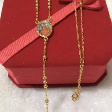 Buy Rosary Beads Virgin Mary Necklace 14k Yellow White and Rose Gold  Available in 17 18, 20, 24 Virgin Mary Jesus Cross 3 Mm Balls Online in  India - Etsy