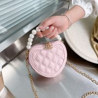 [Baozhihui]Pearl Handle Girls Mini Shoulder Messenger Bag Princess Wallet Coin Purse Handbags Cute Children 39; S Heart Shaped Crossbody Bags