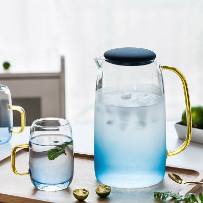 1.4L Transparent Borosilicate Glass Pitcher Heat-resistant Teapot Set Juice Iced Tea Hot Or Cold Water Jar Kettle Office Home