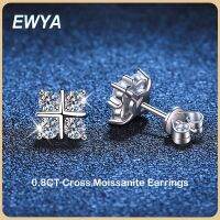 EWYA 0.1CT D ต่างหูเพชรเม็ดเดี่ยว4มม. แบบ S925สำหรับผู้หญิงหูเพชรแบบละเอียด