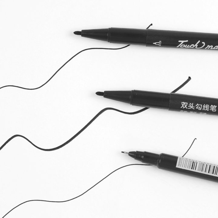 1-pc-black-dual-head-black-permanent-marker-pen