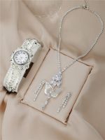 【YF】┋┇№  Luxury minimalist and fashionable womens bracelet watch 2-piece set of rhinestone