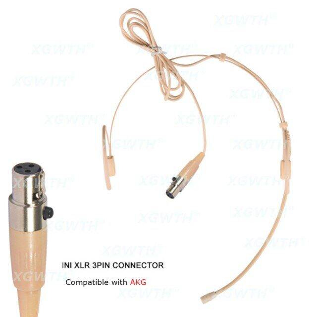 Electret Condenser Headworn Headset Microphone For Akg Samson Wireless Body Pack System 3 Pin