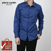 Pierre Cardin เสื้อเชิ้ตแขนยาว Slim Fit รุ่นมีกระเป๋า ผ้า Cotton 100% [SJJ018F-NV]