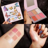 6สี Peach Blush Palette ปากกาเน้นข้อความ Powder Nose Shadow Silhouette Brighten อายแชโดว์ All-In-One Repair แต่งหน้าติดทนนาน