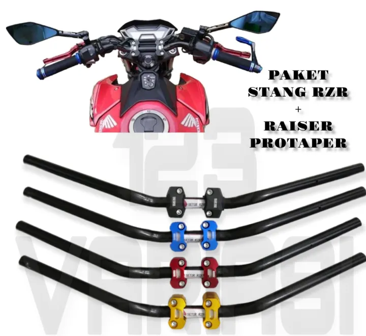 Paket Setang Stang Stir Rzr Hitam Plus Raiser Protaper Set Kanan Kiri Full Warna Cnc Raiser