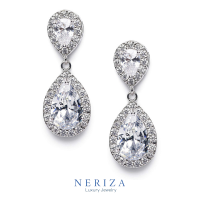 Neriza Jewelry ต่างหูเพชรระย้าเพชรสังเคราะห์เกรดพรีเมี่ยมประกายไฟเทียบเท่าเพชรแท้ NE046