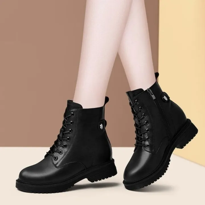 black platform boots flat