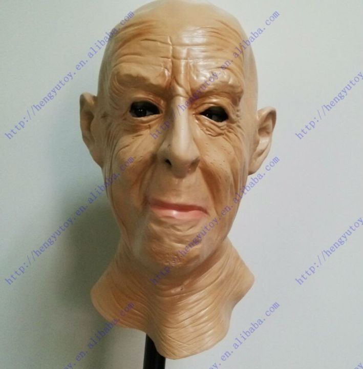 Realistic Old Man Mask Wrinkle Face Human Mask Halloween Novelty Skin Creepy Costume Party Latex