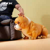 JXK 1/6 Mini Bully Dog Model Cute Animal Figure American Bully Pitbull Collector Pet Decoration Realistic Kids Educational Gift