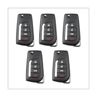 XKTO10EN Wire Universal Remote Key Fob New Black for Toyota Flip 4 Button Style for Xhorse VVDI Key Tool 5Pcs/Lot