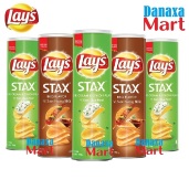[HCM]Bộ 5 hộp Bánh Snack Khoai Tây Lays Stax Malaysia 160g gồm 3 vị Kem chua hành và 2 vị Sườn nướng BBQ