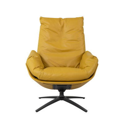 modernform เก้าอี้พักผ่อน รุ่น ACACIA ขาเหล็กหุ้มหนังสีเหลือง