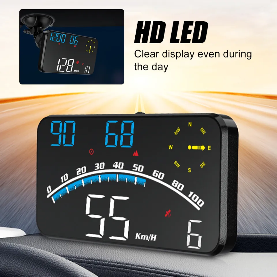 Cheap Car Head Up Display Speed RPM MPH HUD GPS Speedometer Projector Screen  Dashboard with Odometer Overspeed Alarm For All Cars