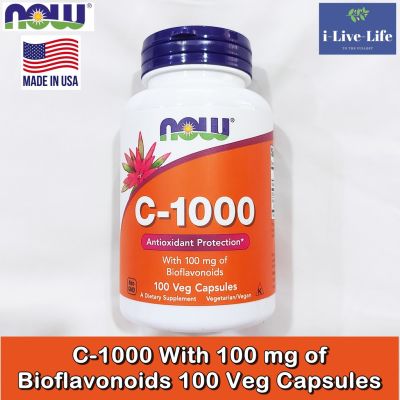 วิตามินซี C-1000 With 100 mg of Bioflavonoids 100 Veg Capsules - Now Foods
