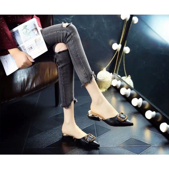 cod-sandal-for-woman-hot-sale-belt-buckle-baotou-low-heeled-flat-slippers-women-springsummer-2022-new-candy-color-pointed-toe-color-blocking-commuter-shoes-for-women