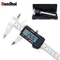 sdfhd5H Ruoshui อิเล็กทรอนิกส์แสตนเลสเวอร์เนียคาลิปเปอร์ดิจิตอล5150S 150มม. 6นิ้วเครื่องวัดคาร์บอนไฟเบอร์ LCD อุปกรณ์วัดส่วนสูง