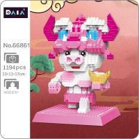 DAIA 66861 Chinese Zodiac Opera Fortune Gold Ingot Cow Animal Model Mini Diamond Blocks Bricks Building Toy for Children no Box