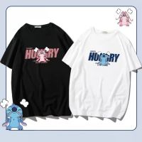 ins Stitch คู่รักสวมเสื้อยืดแขนสั้นผู้ชายและผู้หญิงเทรนด์ผ้าฝ้ายแท้ทรงหลวม 2023 ฤดูร้อนใหม่ด้านบน เกม