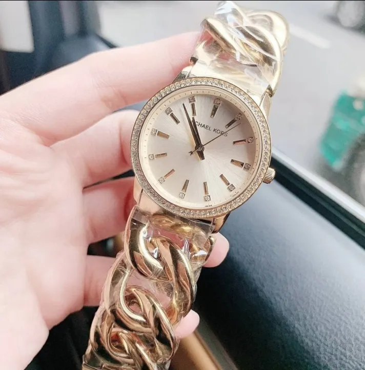 Original Michael Kors Nini Crystal Gold Dial Chain Link Ladies Watch MK3235  With 1 Year Warranty For Mechanism | Lazada PH