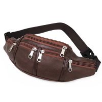 Genuine Leather Men Waist Bag Waterproof Sport Chest Bag Multifunction Outdoor Running Fanny Pack High Quality Male Phone Purse Running Belt