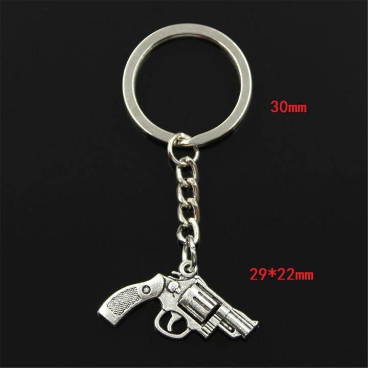 new-fashion-men-30mm-keychain-diy-metal-holder-chain-vintage-pistol-revolver-gun-29x22mm-silver-color-pendant-gift-key-chains