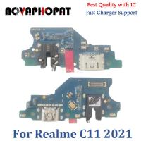 Novaphopat ดั้งเดิมสำหรับ Realme C11 2021แท่นชาร์ท USB หูฟังช่องเสียบปลั๊กแจ็คเสียงไมค์ไมโครโฟนบอร์ดชาร์จ