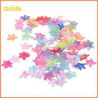 OSIDE 100pcs สุ่มแบบสุ่ม ลูกปัดเคลือบด้าน สีสันสดใส สีผสมกัน ลูกปัดหลากสี ดอกไม้ลูกปัดลูกปัด ดอกลิลลี่ดอกไม้ ลูกปัดอะคริลิค ทำเครื่องประดับ DIY