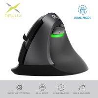 Delux M618mini DB Ergonomic Wireless 2.4Ghz + เมาส์บลูทูธ2400 DPI เมาส์แนวตั้ง6ปุ่มสำหรับคอมพิวเตอร์และแล็ปท็อป