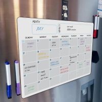 ○⊙ﺴ Fridge Calendar A3 Rewritable Monthly Weekly Planner Magnetic Dry Erase Calendar Refrigerator Sticker Message Board