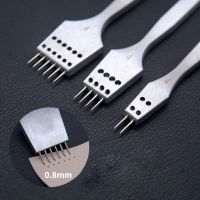 【CC】 Removable Round Hole Leather Punch 4mm Spacing Chisel Lacing Stitching Sewing Tools 2/4/6 Prong Cut