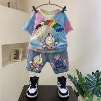 Ultraman Clothes Boys Summer Suit 23 New Baby Western Style Fashion Short-Sleeved Childrens Ruan Shuai Fried Street Childrens Clothing