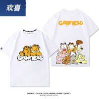 ต้นฉบับ Garfield cute cartoon peripheral joint money on clothes loose cotton men and women t-shirts with short sleeves in summer leisure