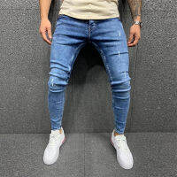 Cke CWwartJeans Mens Skinny Blue Pencil Pants Popular Scratch Slim Denim Pants Autumn Hip-Hop Denim Trousers Men Fashion Streetwear Jeans