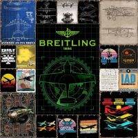 Original ㍿ Breitling Dekor dinding pesawat Retro Dekor Rumah tanda neon garasi Dekor rumah seni tembok logam anime