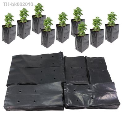 ☸✔ 100PCS Black Plastic Seedling Bags Growing Bowl with Breathable Holes for Garden Plant Nursery Germination Nutrition Planter Pot